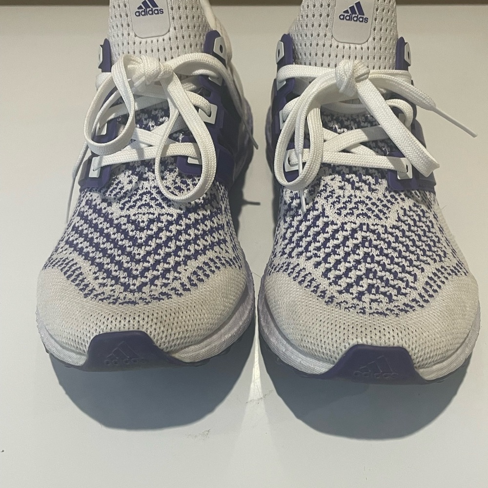 Adidas White and Purple Ultra-boost Athletic Shoes